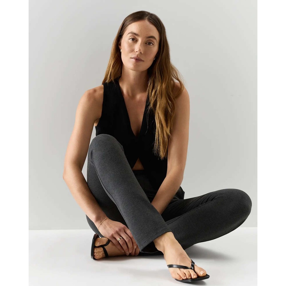 Quince Ultra-Stretch Ponte Straight Leg Pants Charcoal Grey Womens Size Large